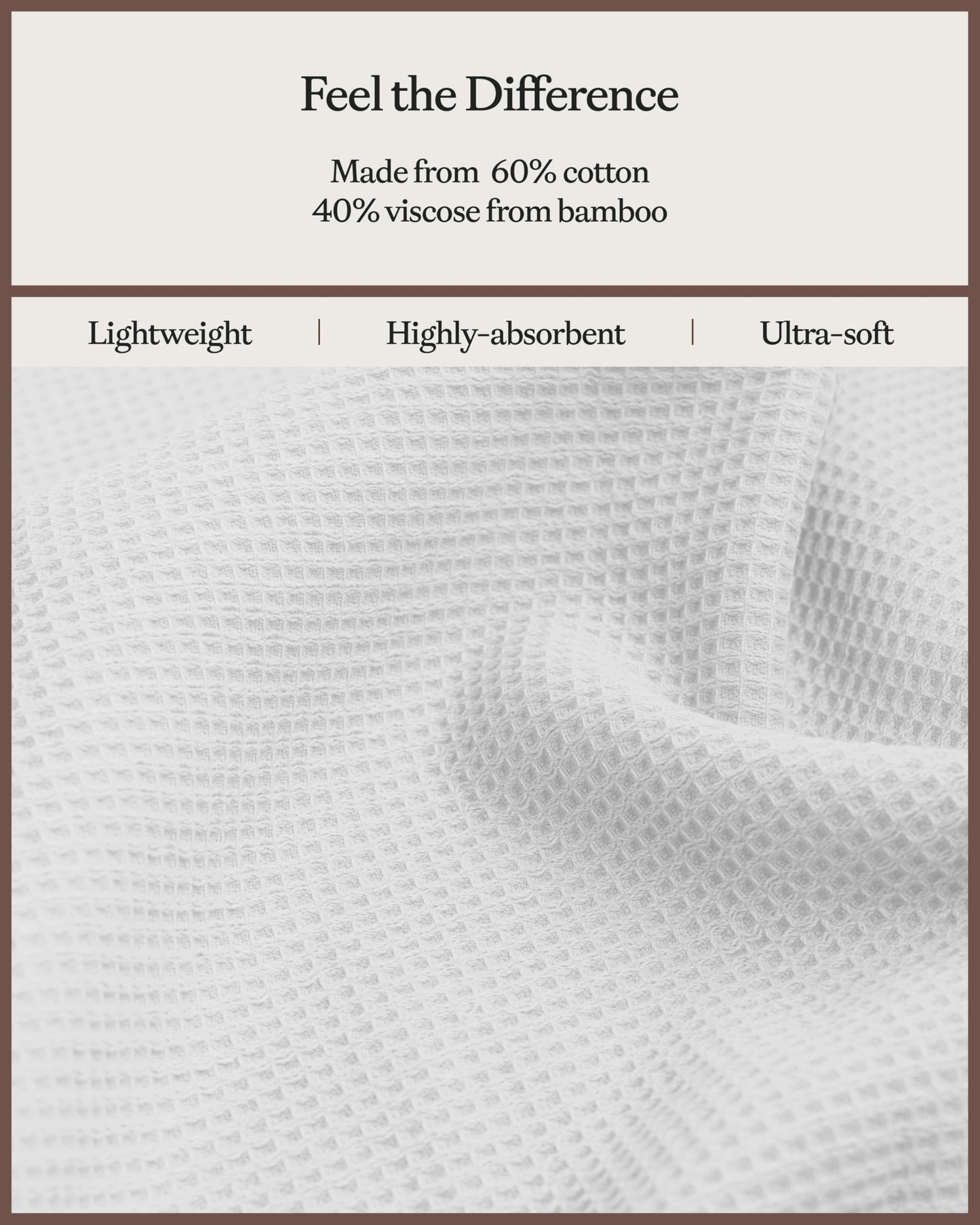 Cozy Earth Waffle Washcloths - 60% Cotton 40% Viscose from Bamboo Washcloths 13 x 13 Inches - Soft & Absorbent Terry, Reversible Mini Textured Waffle & Weave Pattern - 4 Pack