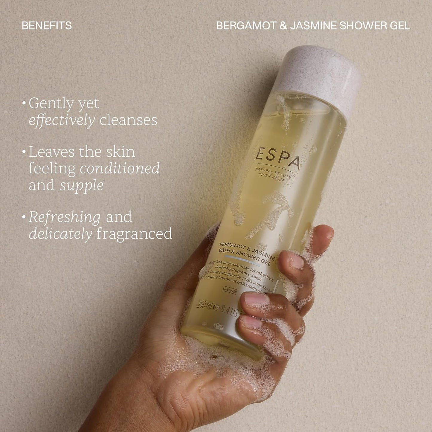 Bergamot & Jasmine Bath and Shower Gel - 100% Natural Fragrance | 250ml