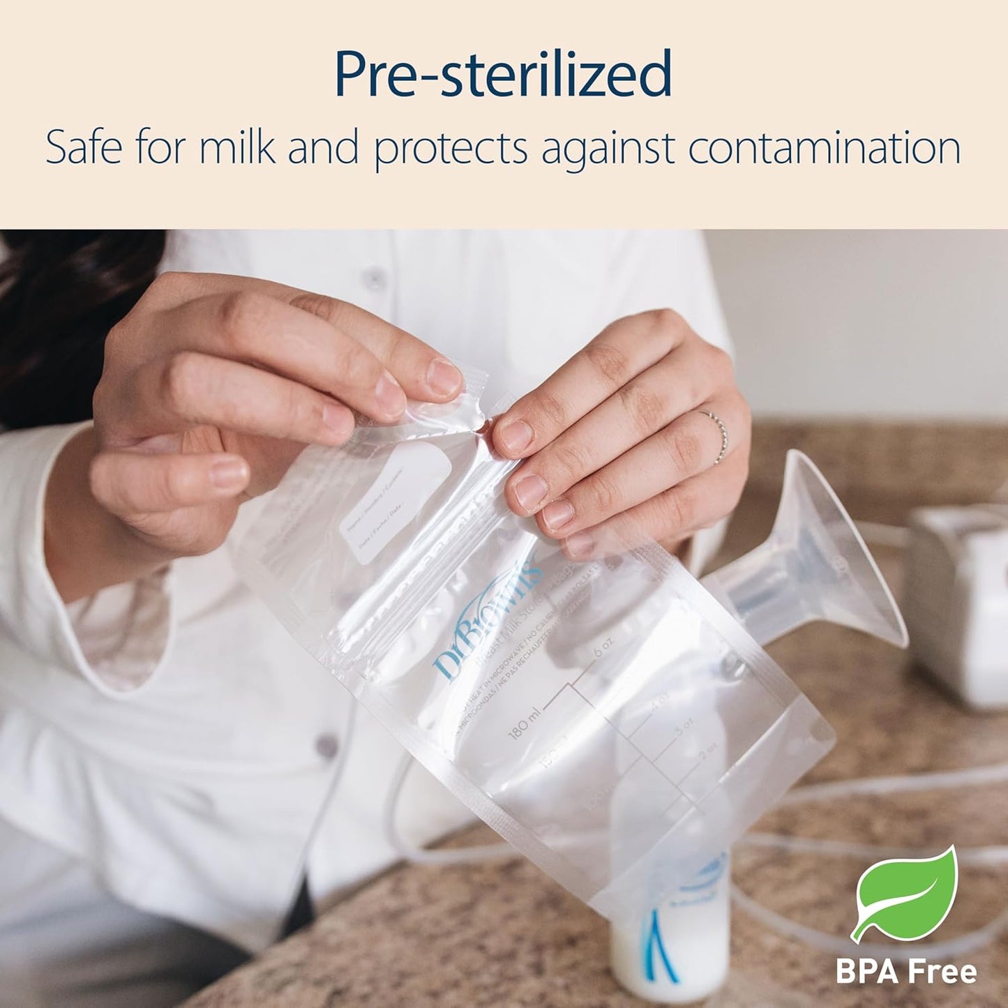 Dr. Brown’s Breast Milk Storage Bags - Durable Disposable Freezer Bags | 100 Count, 6 oz, BPA-Free