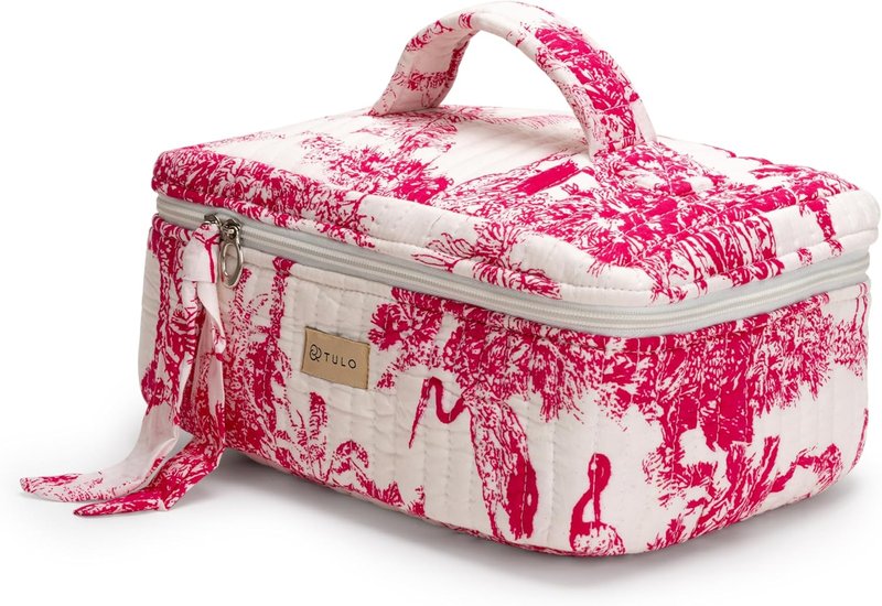 Blockprint Makeup Bag - Large Waterproof Organizer | Stylish Boho Toiletry Pouch for Women