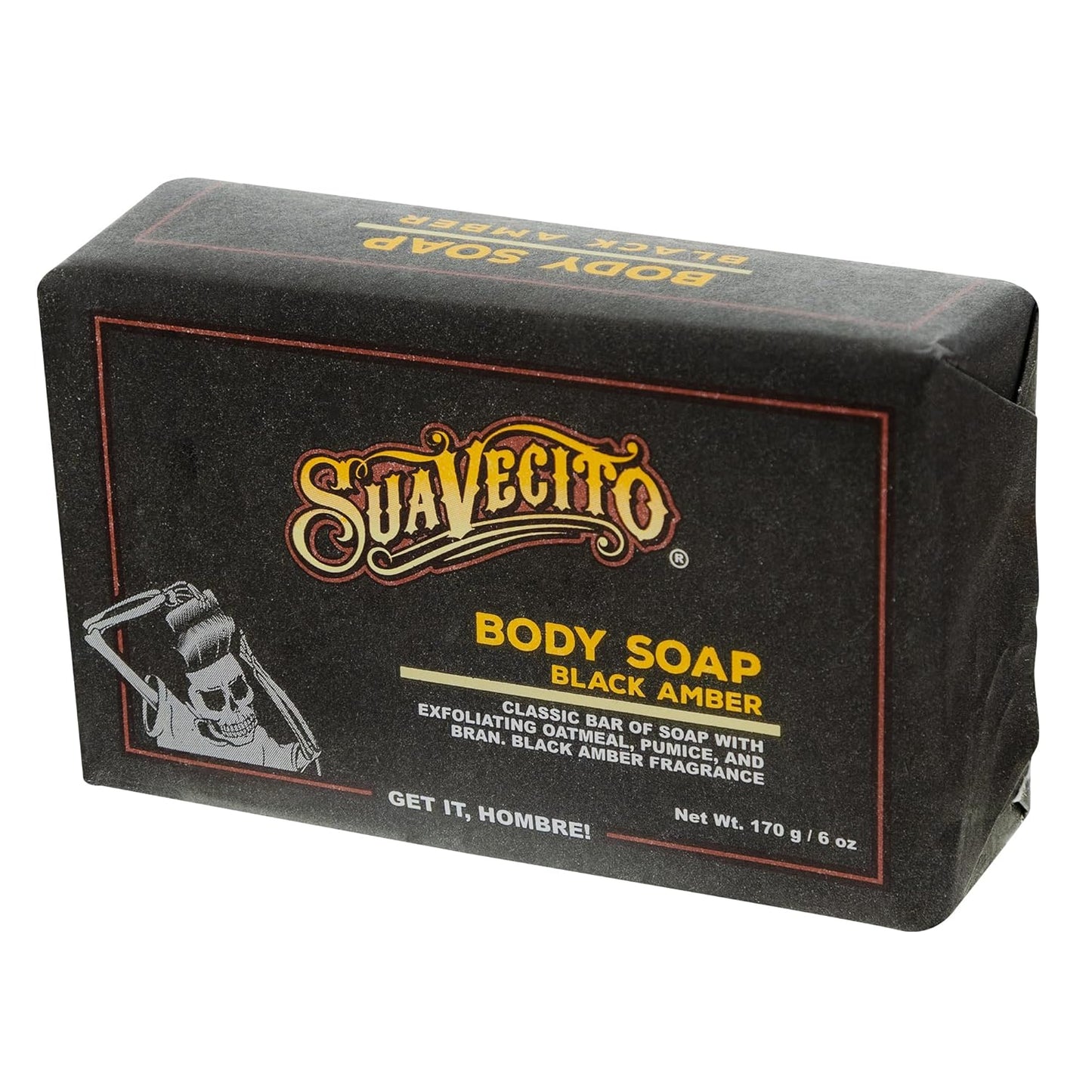 Moisturizing Body & Hand Soap Bars - Masculine Black Amber Fragrance | 6 oz | 6 Pack
