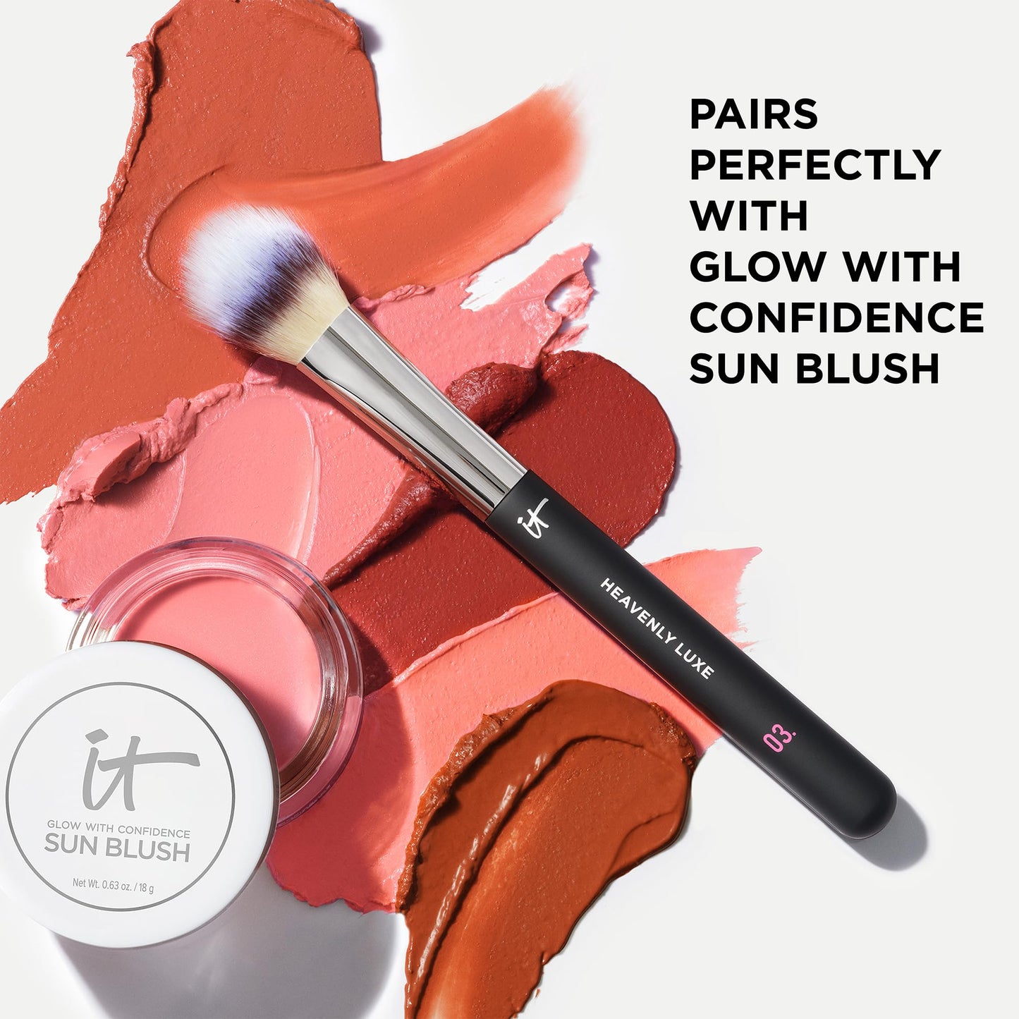 IT Cosmetics Heavenly Luxe Cream Blush Brush #3 - Face Brush for Blush Cream and Bronzer Blush - Soft Bristles - Flawless, Streak-Free Application