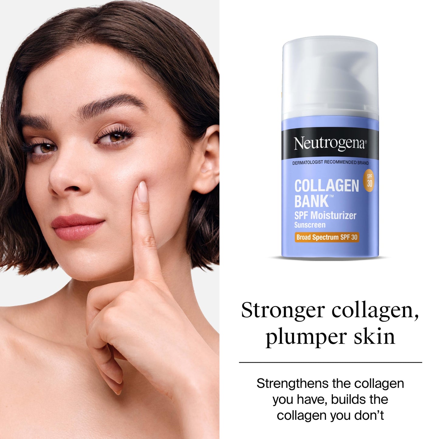 Neutrogena Collagen Bank SPF Moisturizer with SPF 30 Broad Spectrum Anti-Aging Face Collagen Cream Micro-Peptides No White Cast + Travel Size Hydro Boost Hydrating Gel Cleanser, 2 fl oz / 0.5 fl oz