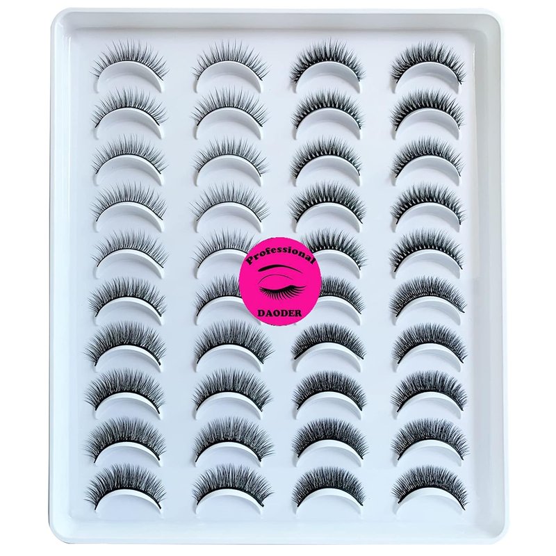 Short Faux Mink Eyelashes - Natural Look Wispy 9-11mm | 20 Pairs Reusable Black