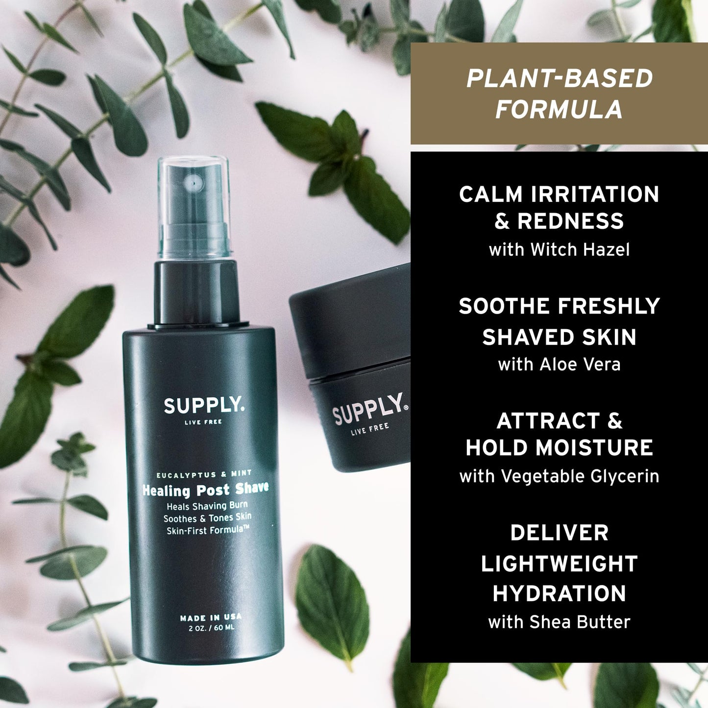SUPPLY Healing Post Shave Spray for Men – Alcohol-Free Aftershave to Soothe Irritation, Hydrate Skin & Reduce Razor Burn – Sensitive Skin Friendly – Sandalwood & Cedar, 2 oz