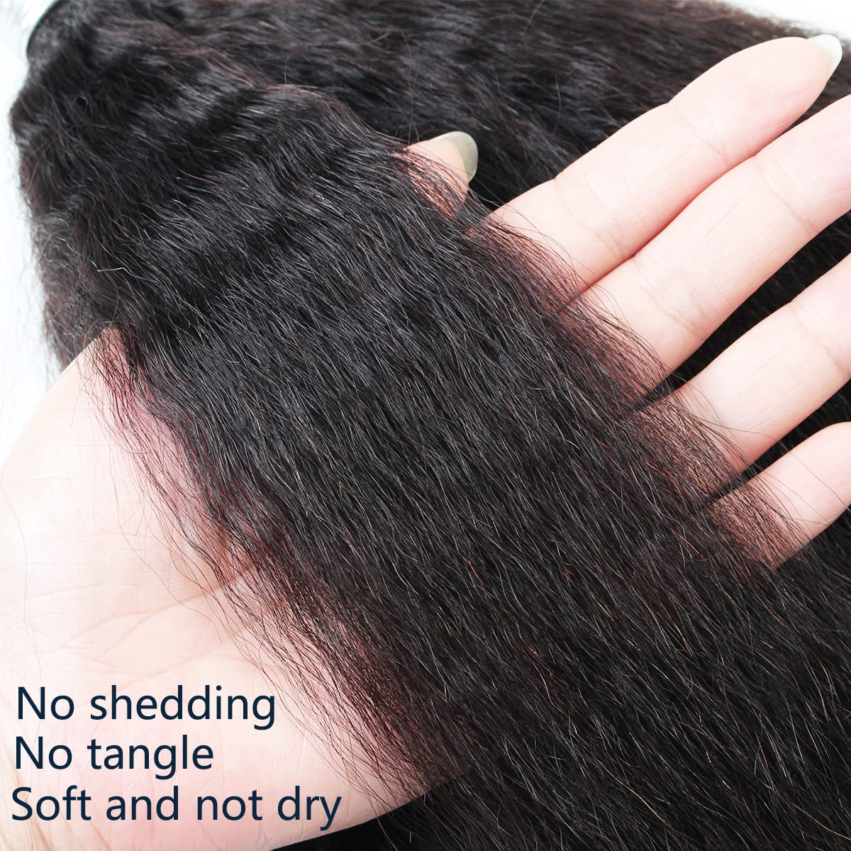 LINYINGYH Kinky-Straight Human Hair 1 Bundle Yaki Straight Bundles 16 inch Brazilian Remy Hair Weave Single Real Unprocessed Virgin Hair One Bundles Natural Color