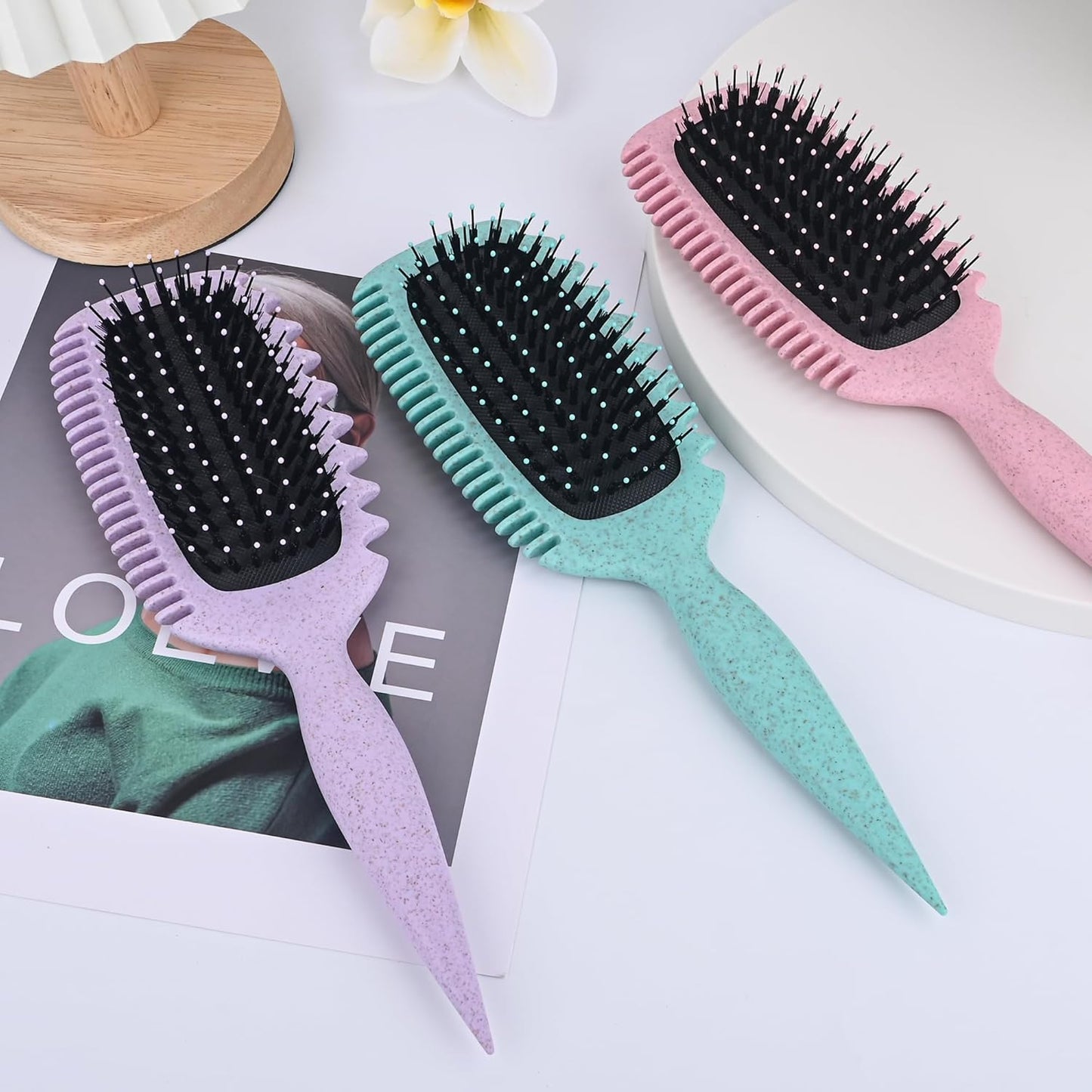 Curly Hair Brush - Detangling & Curl Defining Tool for Waves & Coils | Lavender Purple