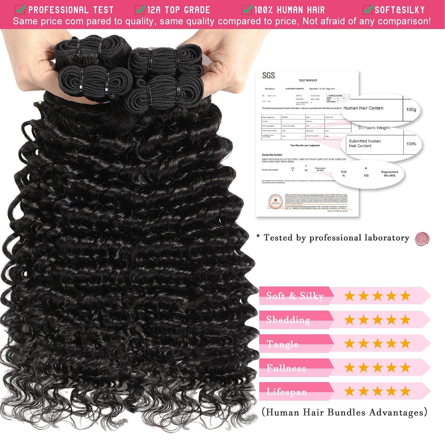Deep Wave Bundles - 18 Inch Indian Human Hair Weave | 100% Unprocessed Raw Quality