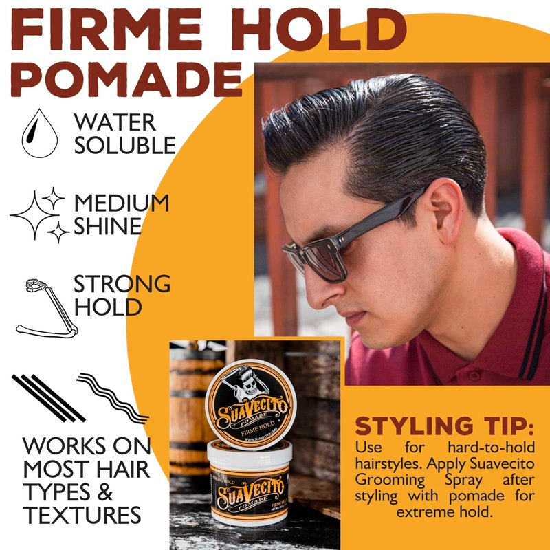Suavecito Strong Hold Hair Pomade For Men, 32 oz - Medium Shine Water Based Wax Like Flake Free Hair Gel - Easy To Wash Out - All Day Hold For All Hair Styles