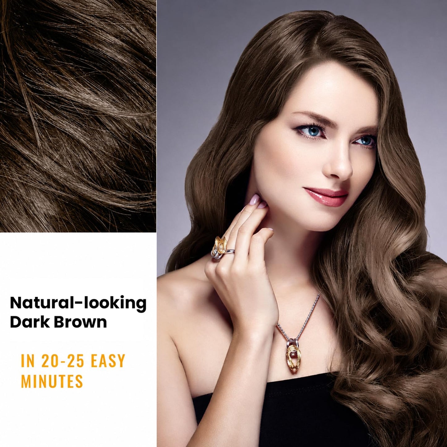 KINGMING Dark Brown Hair Dye Shampoo 3 in 1 for Gray Hair