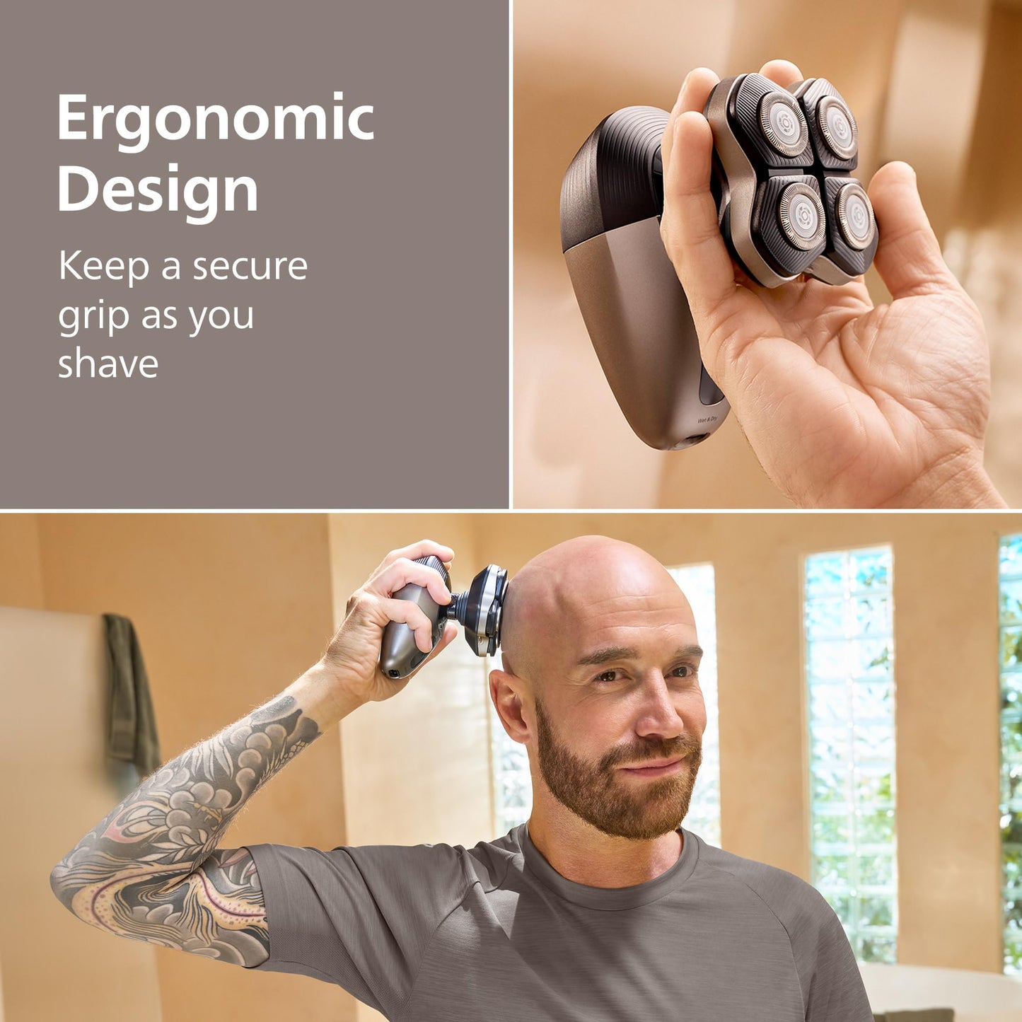Philips Norelco Head Shaver Pro 9000 Series - Electric Shaver for Men and Women, 360° Flexing Head & ComfortCut Blades for Clean Shave, Gentle on Skin, Model HS9980/40