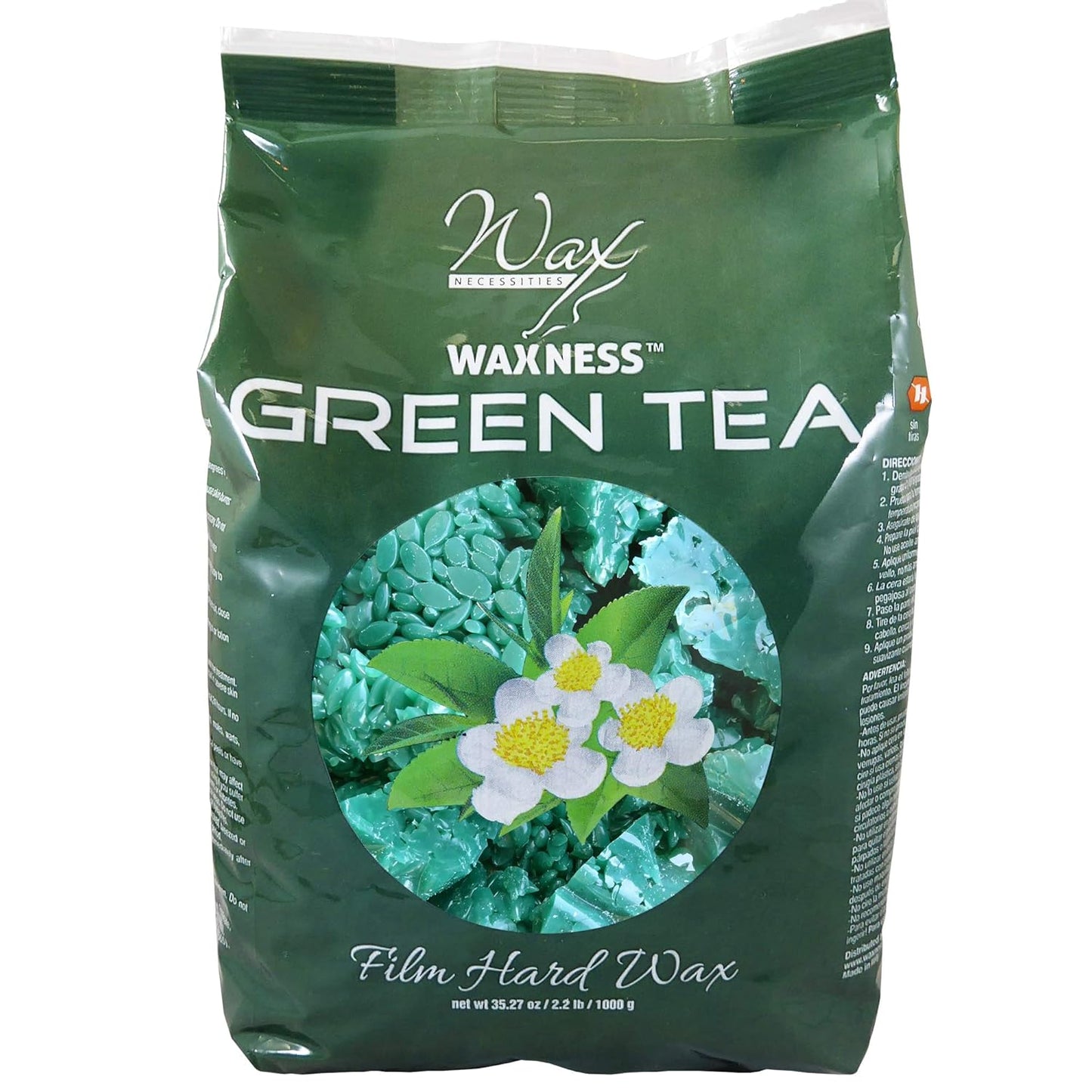 Green Tea Hard Wax Beads - Stripless Professional Wax for Face & Body | 2.2 lb (1 kg) - Smooth Application Made in Italy
