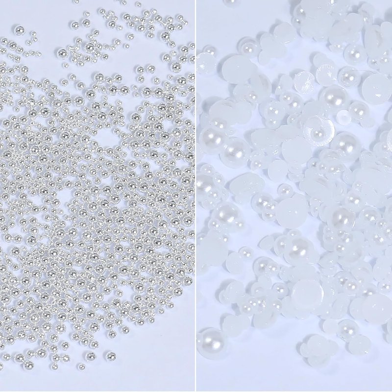White Nail Rhinestones - 3D Flatback Crystals for Nail Art | Multiple Shapes & Sizes