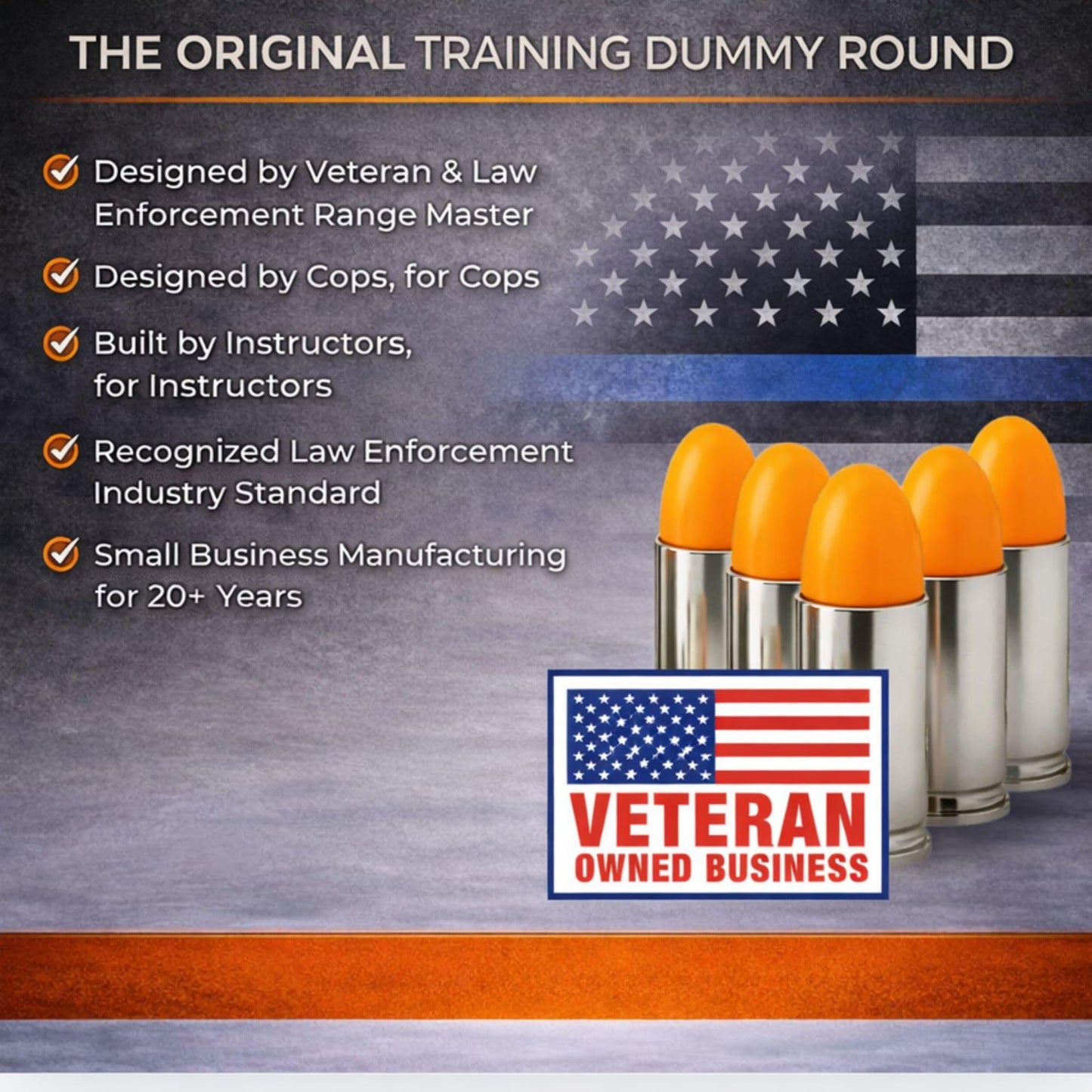 S.T. Action Pro 9mm Snap Caps - 20-Pack Inert Dummy Rounds for Dry Fire, Reloading & Malfunction Drills, Nickel Casing, Orange UV Insert, Veteran-Owned, Assembled in USA