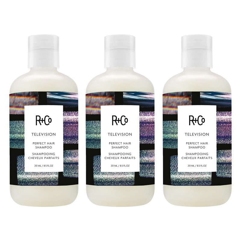 R+Co TELEVISION Perfect Hair Shampoo – 3 Pack, Hydrating & Smoothing Hair Cleanser, Adds Shine & Softness, All Hair Types