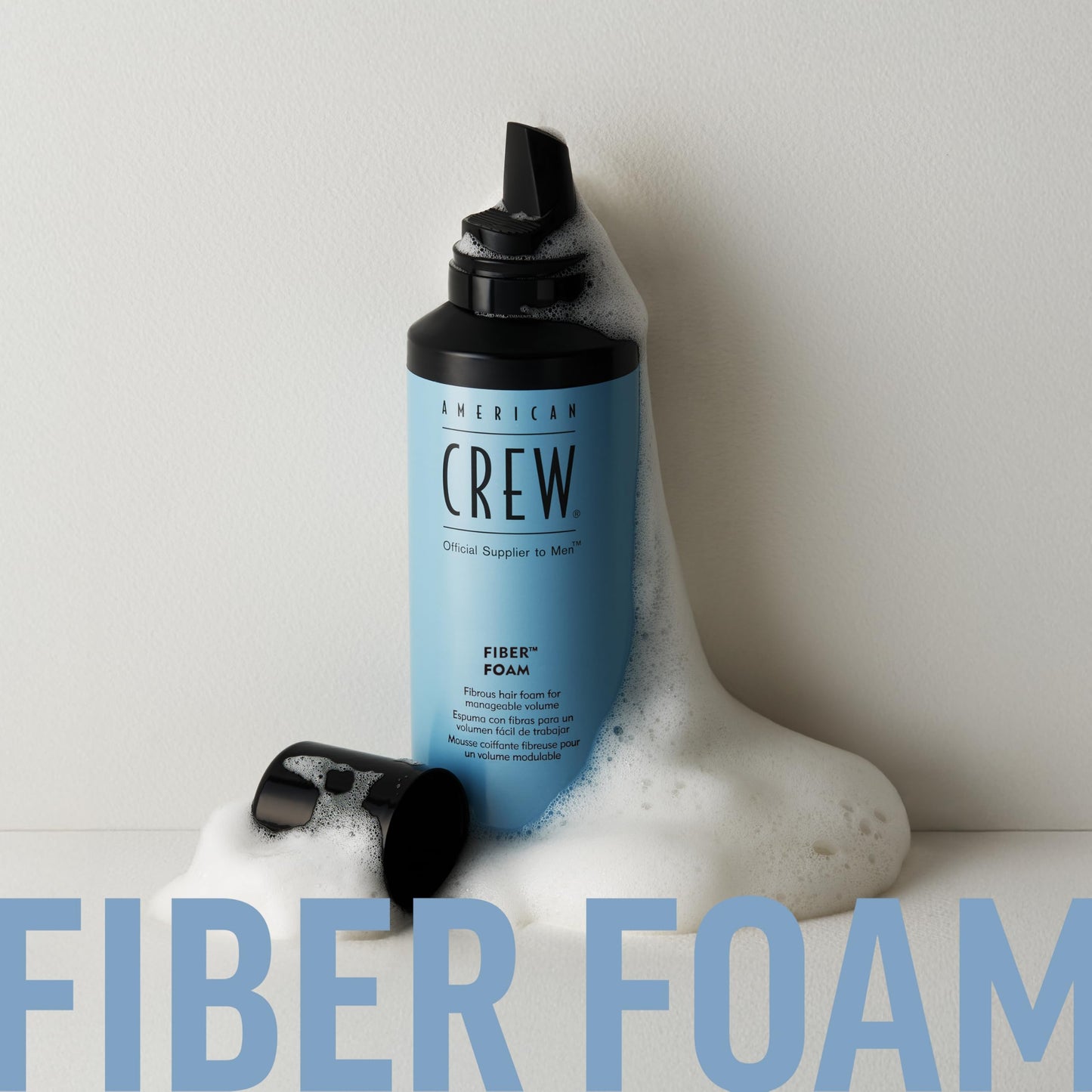 American Crew Men's Fiber Grooming Foam, Medium Hold with Natural Finish, Lightweight Volume for Medium to Long Hair , 6.7 fl oz