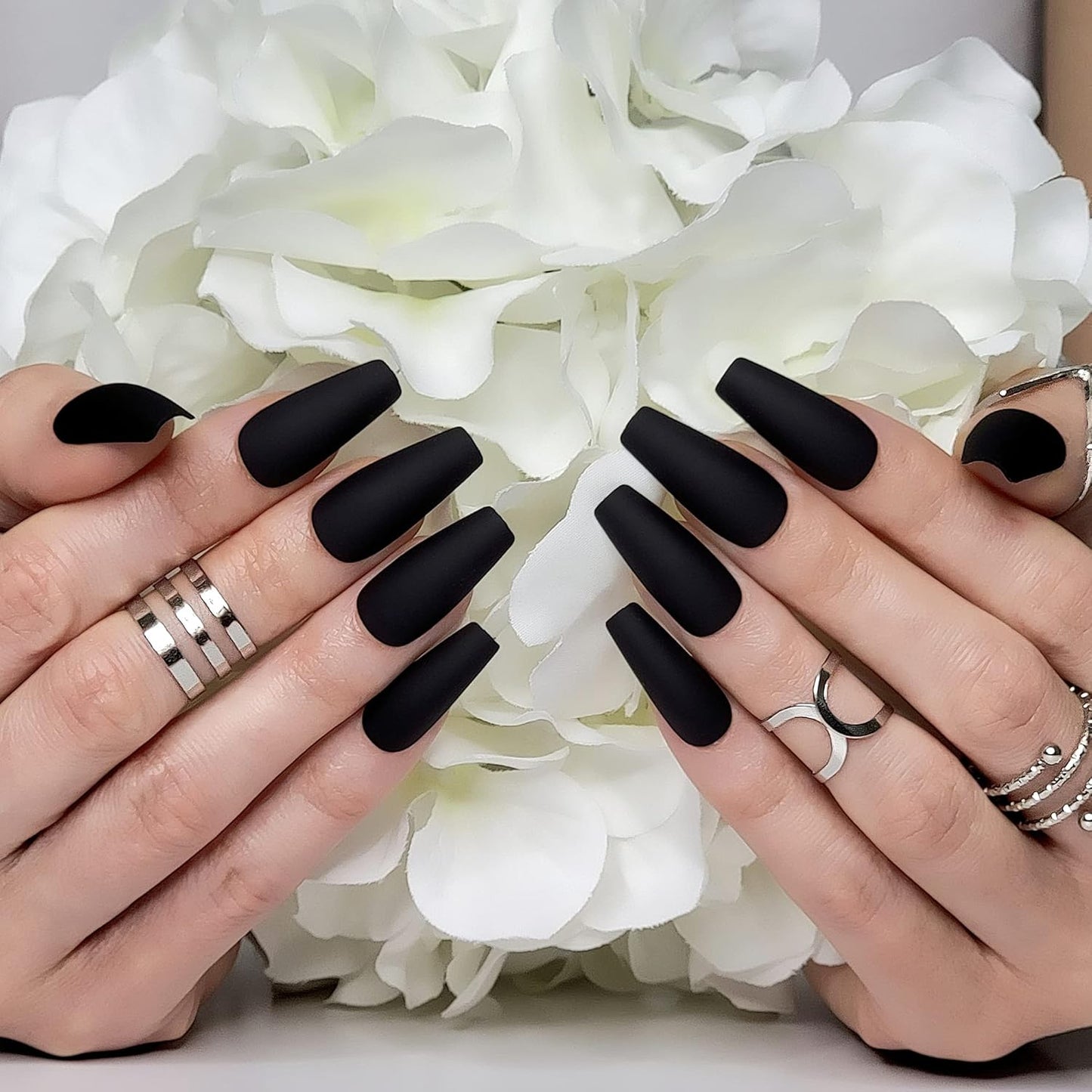 Press On Nails - Maroon Xtreme & Noir Matte Coffin | Trendy, Salon-Quality Reusable Nail Kit