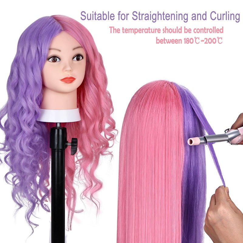 Mannequin Head with 60% Real Human Hair, Beauty star 26" Cosmetology Manikin Head, Doll Head for Hair Styling to Practice on, Hairdressing Training Braiding Heads with Clamp Stand Holder Kit