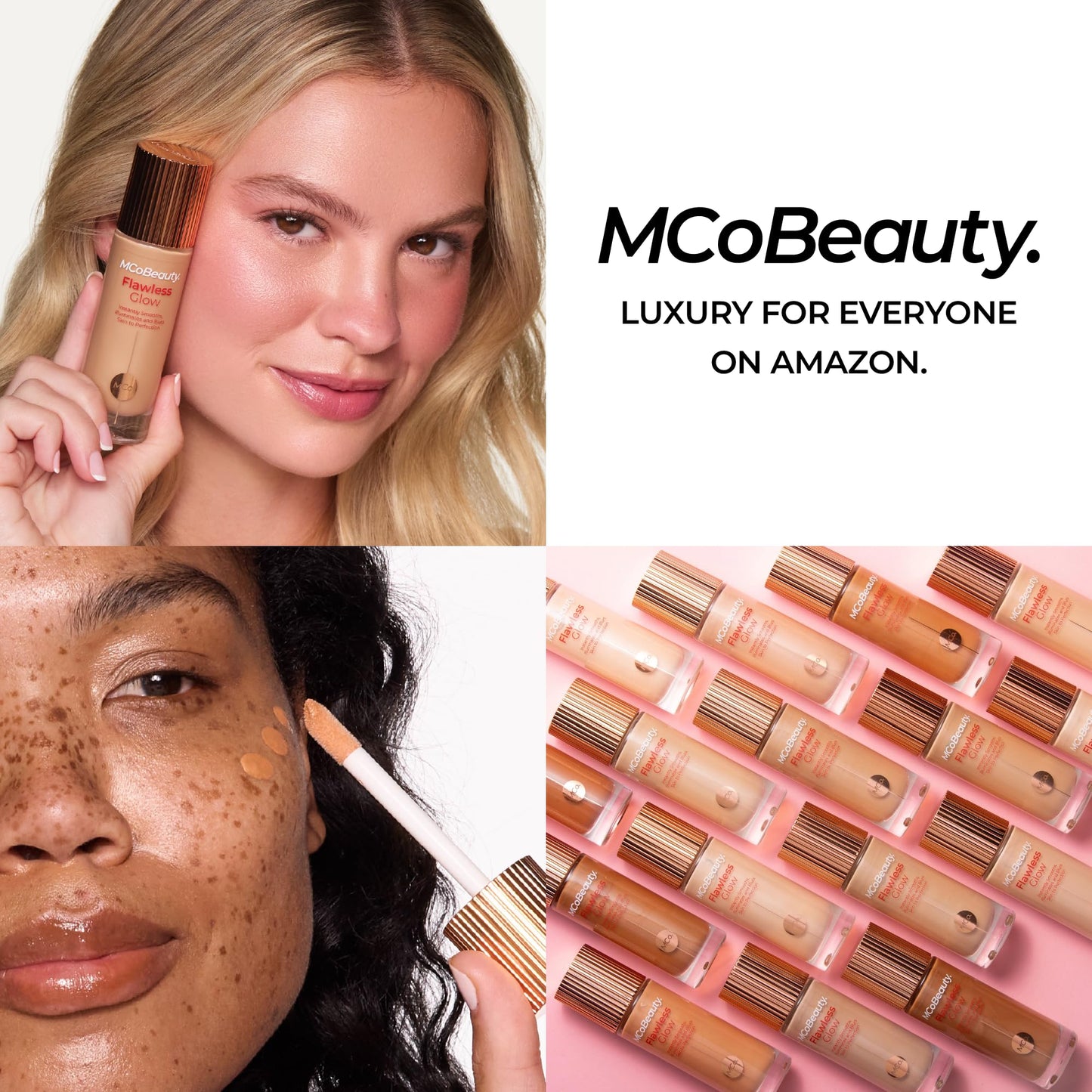 MCoBeauty Flawless Glow Luminous Skin Filter - 3.5 Light Medium - 4-in-1 Primer, Highlighter & Foundation Booster - Dewy Illuminating Tint Face Makeup with Squalane Vitamin E - Vegan & Cruelty Free