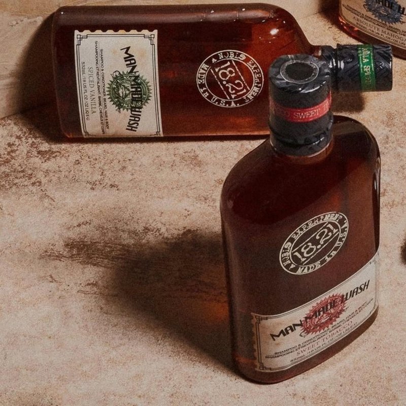 18.21 Man Made Sweet Tobacco Wash & Spiced Vanilla 3-in-1, 18 oz Wash 2-Set Bundle, All Hair & Skin Types for Men, Strengthens and Moisturizes in a Manly Aroma