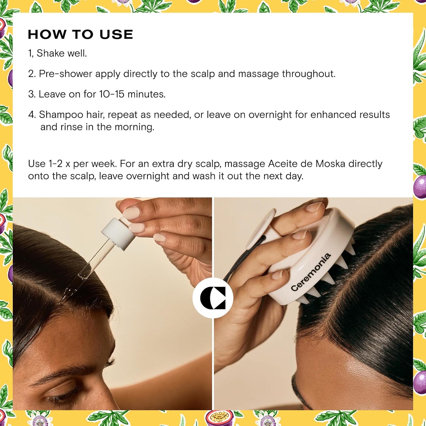 Ceremonia Scalp Power-Duo | Moska Oil & Aloe Vera Babassu Castor Scalp Massager - 2 Fl Oz (60 mL)