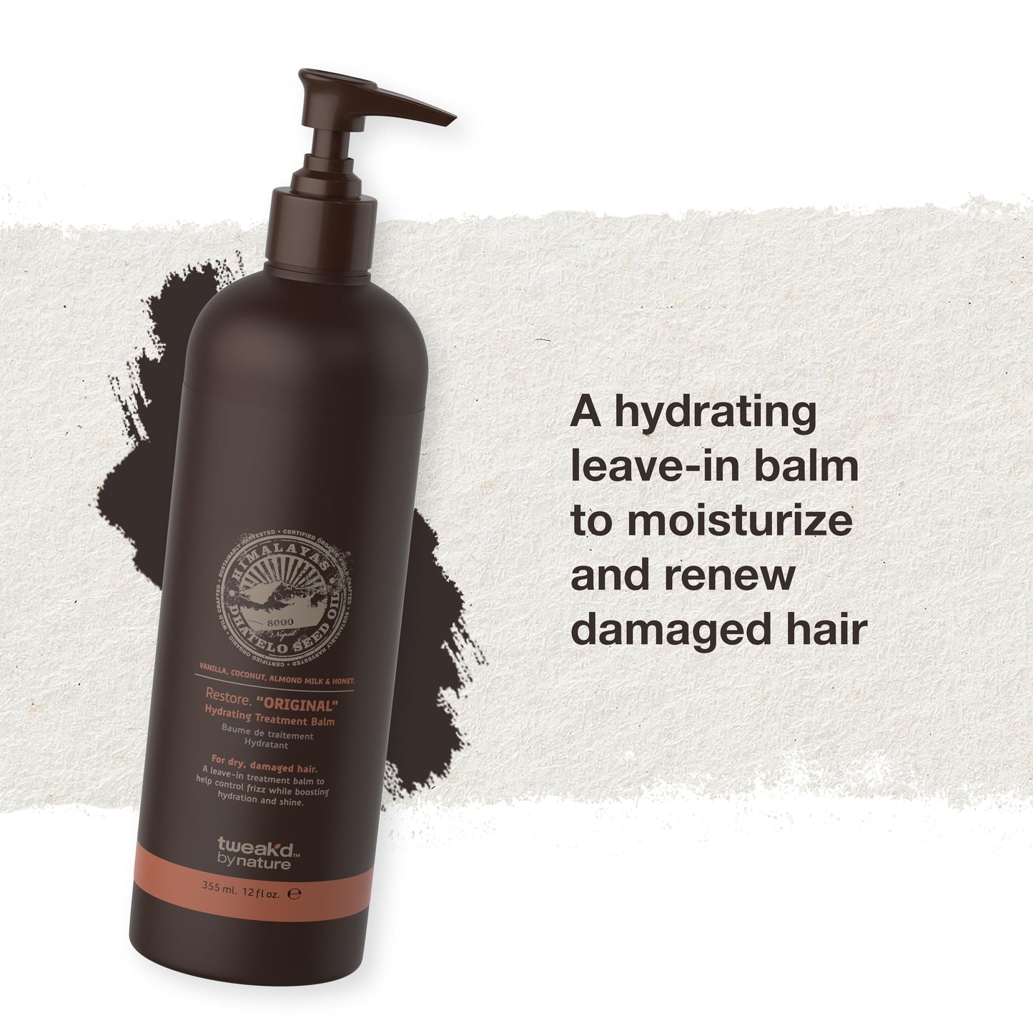Tweak’d by Nature - Restore Hydrating Balm, Frizz Control Hair Balm and Leave-In Hair Treatment Sulfate Free, Paraben Free, Hydrating and Strengthening for Touchable Softness and Healthy Shine (12oz)