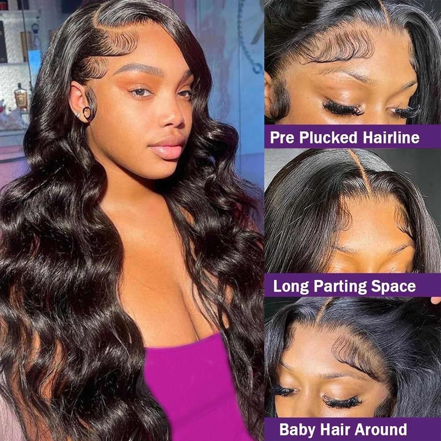 ANDRIA 13x4 HD Lace Front Wigs Body Wave Glueless Pre Plucked Lace Frontal Wigs For Black Women 250 density Loose Wave Synthetic Lace Front Wig With Baby Hair 26 Inch (Light Blonde)