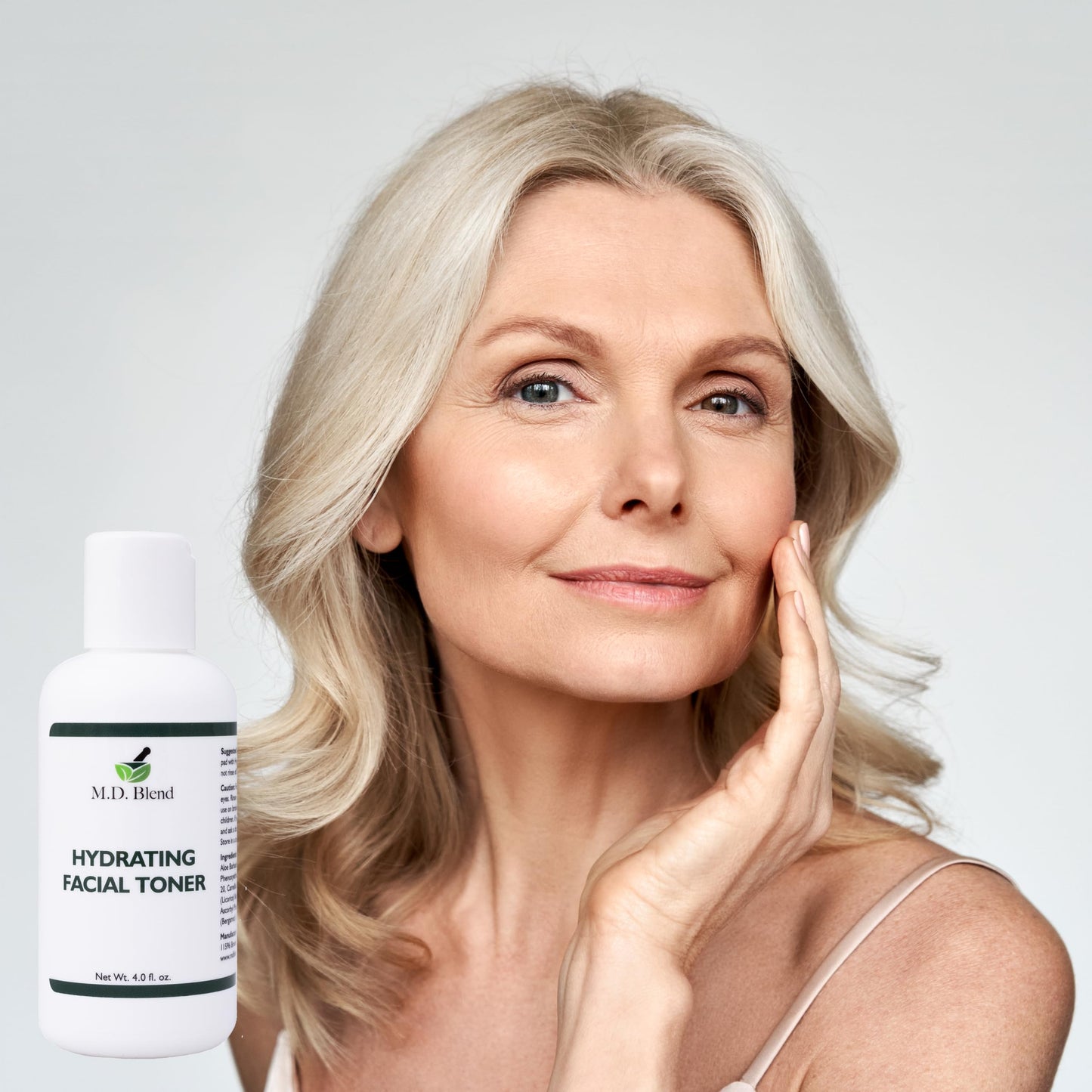 M.D. Blend Hydrating Facial Skin Care Toner Mist for Deep Rejuvenation and Refreshed Skin Beauty, Infused with Witch Hazel, Aloe Vera, Chamomile, and Green Tea Extracts, Additive-Free, 4 Oz