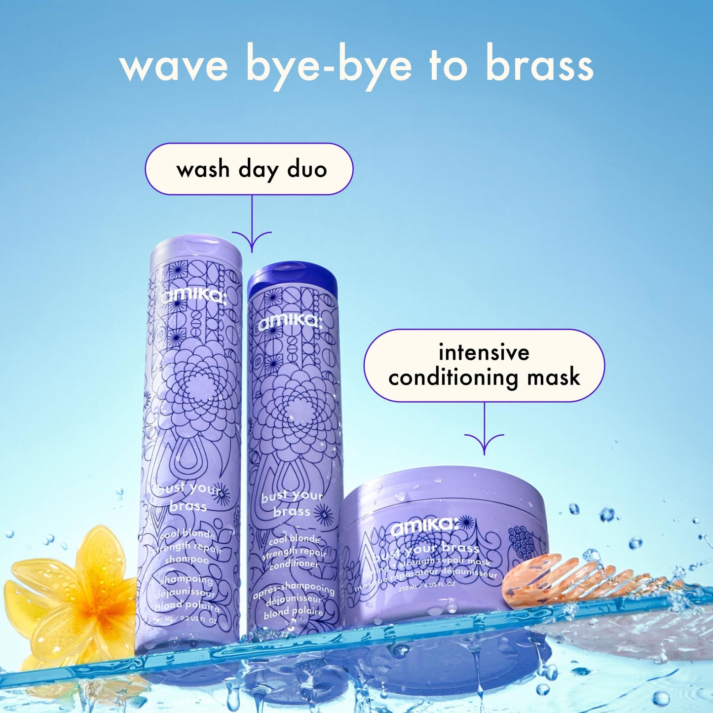 amika bust your brass cool blonde strength repair shampoo