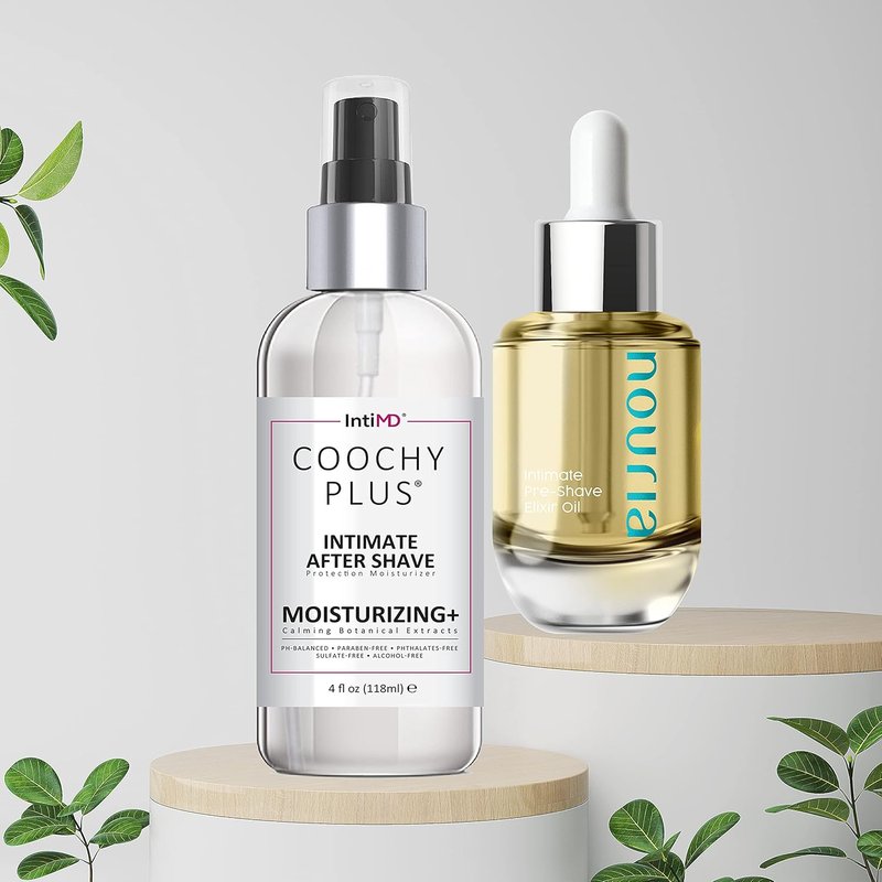 IntiMD Coochy Plus Intimate After Shave Mist & Pre-Shave Oil Kit - HydroLock Moisturizer for Razor Burn & Ingrown Hair Relief
