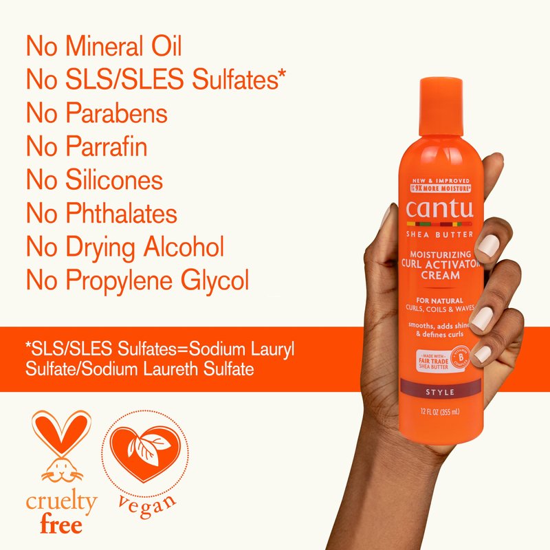 Cantu Shea Butter for Natural Hair Moisturizing Curl Activator Cream, 12 Fl Oz