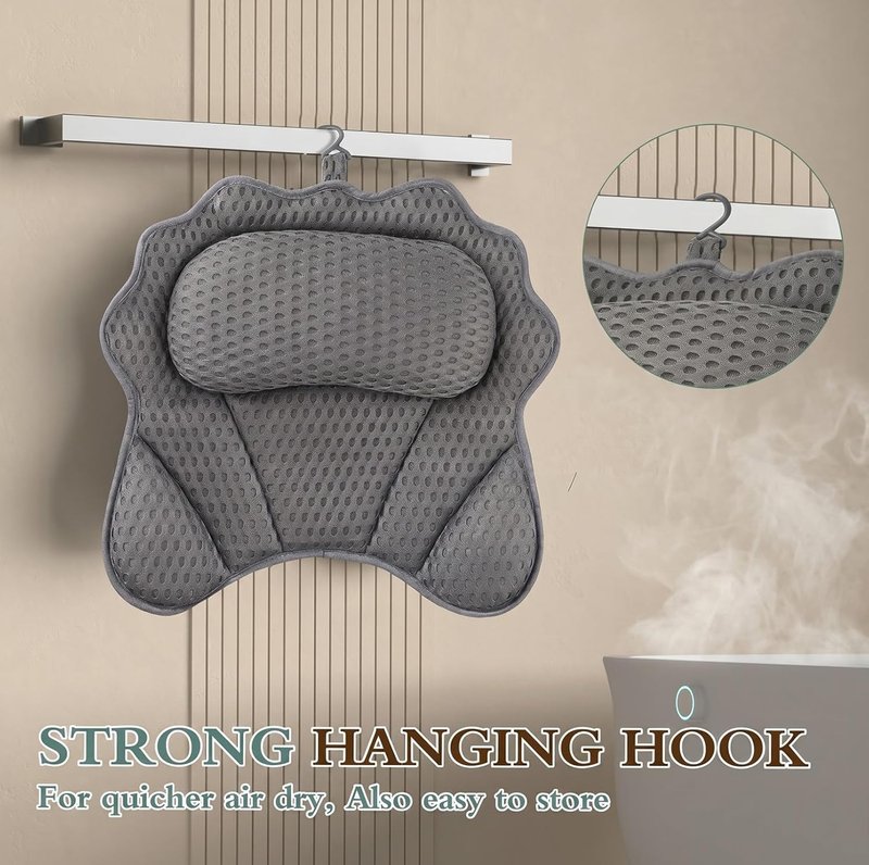 Ergonomic Bath Pillow - Luxury 4D Bathtub Support with 6 Suction Cups | Fits All Bathtubs