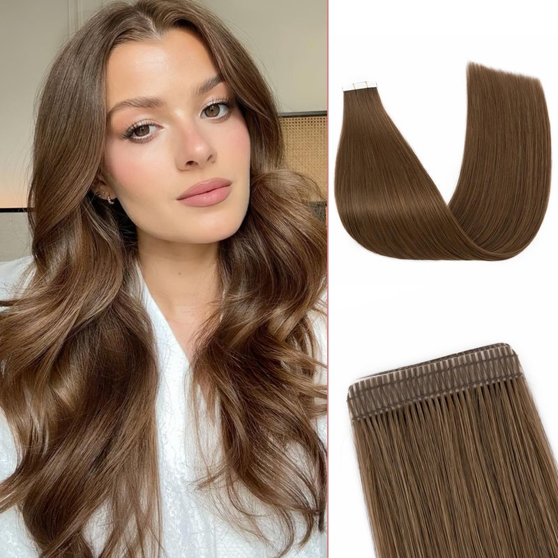 SEGO Double-Stitched Tape in Hair Extensions Human Hair Invisible Tape in Hair Extensions Long Straight Tape Hair Extensions for Women,18 inch,#60 Platinum Blonde,10pcs 25g