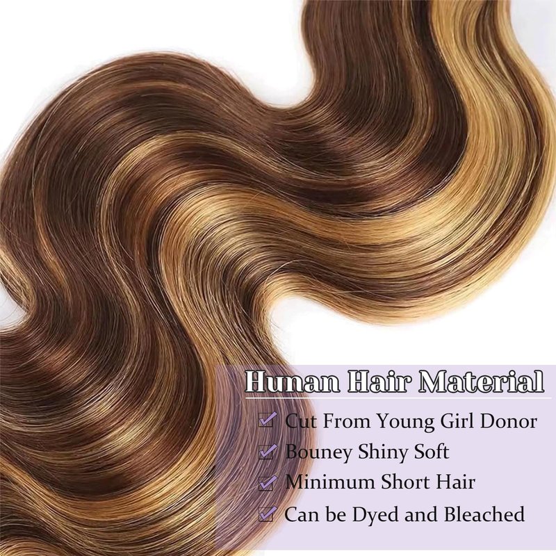DSEKCAIN 27# Honey Blonde 2x6 Body Wave Lace Closure 100% Real Human Hair 14 Inch