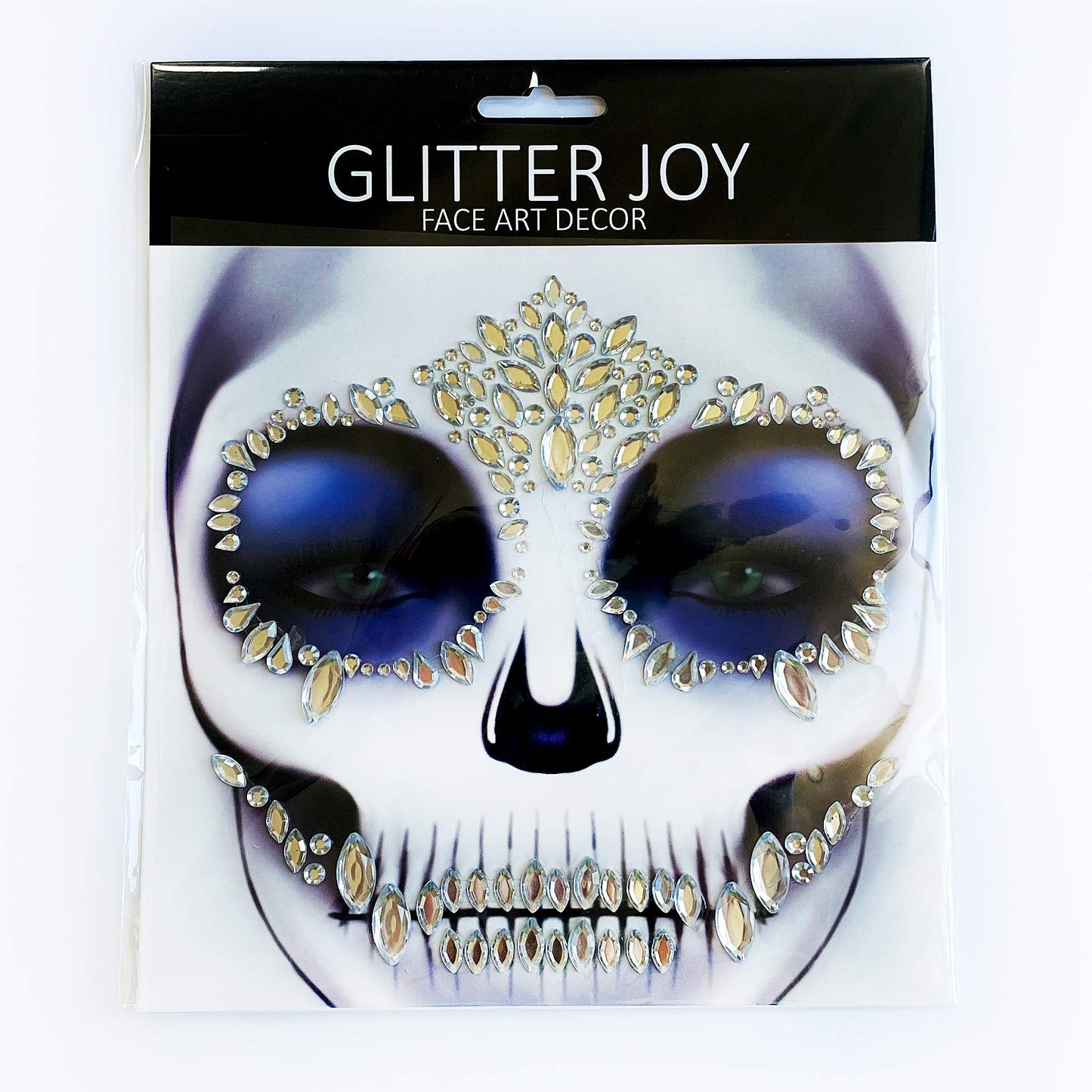 Day of the Dead Face Jewels Tattoo, Jack-O-Lantern Temporary Face Tattoos, Rhinestone Face Jewels Tattoo Stickers for Men Women Kids Halloween Festival Rave Party Cosplay Makeup
