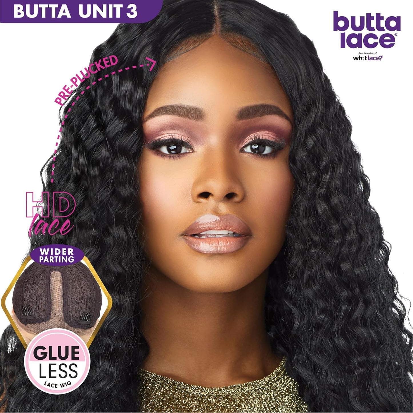 Sensationnel Butta Lace Wigs - 5 Inch Deep Parting Glueless Synthetic Lacefront | Extra Wide 1B Off-Black