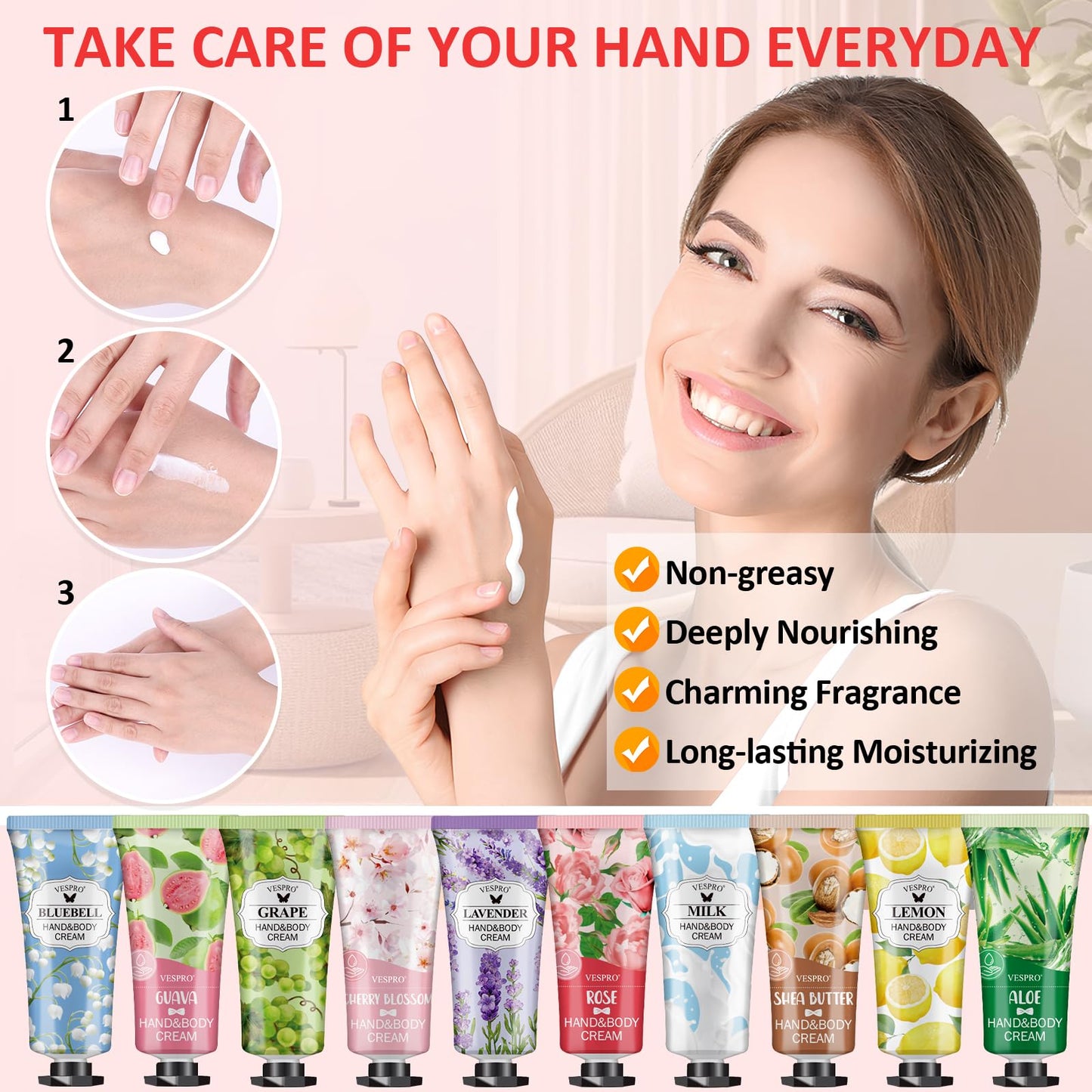 VESPRO 210 Pack Moisturizing Hand Cream Gifts Set, Thank You Gifts, Hand Lotion Travel Size for Dry Cracked Hands, Bulk Hand Lotion for Teacher Gifts, Wedding Favors, Bridesmaid Gifts, Small Gifts