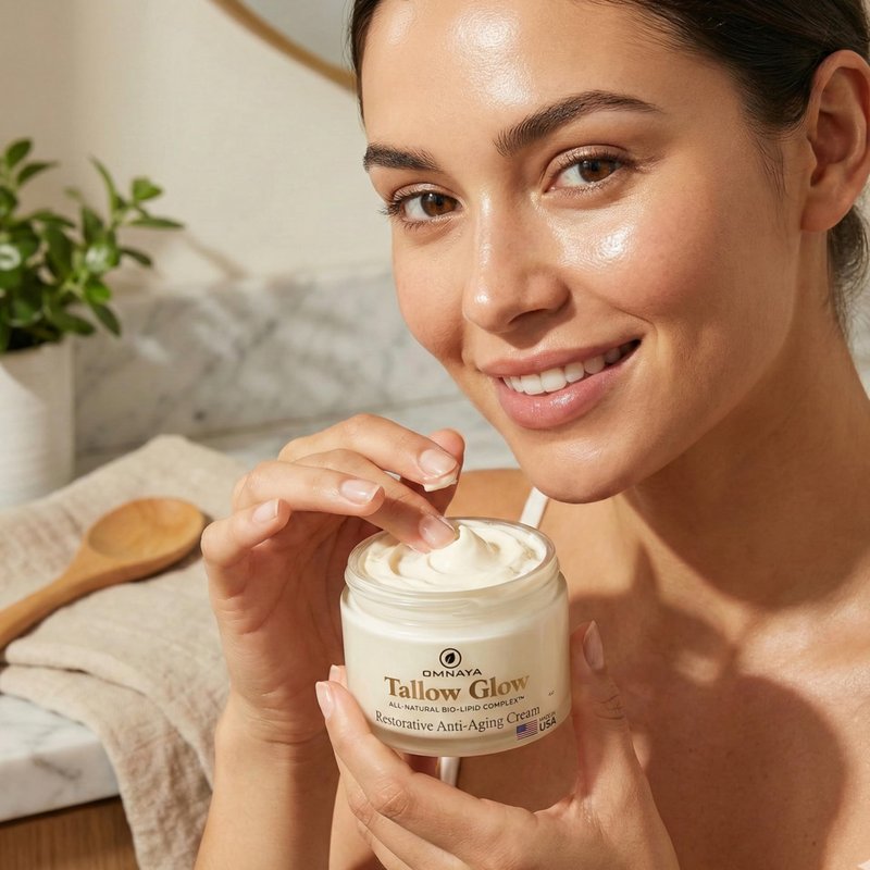 Organic Premium Grass-Fed Beef Tallow for Skin - With Bakuchiol & Gotu Kola for Anti-Aging, Face & Body Cream with Jojoba, Honey, Greek Olive Oil 4oz
