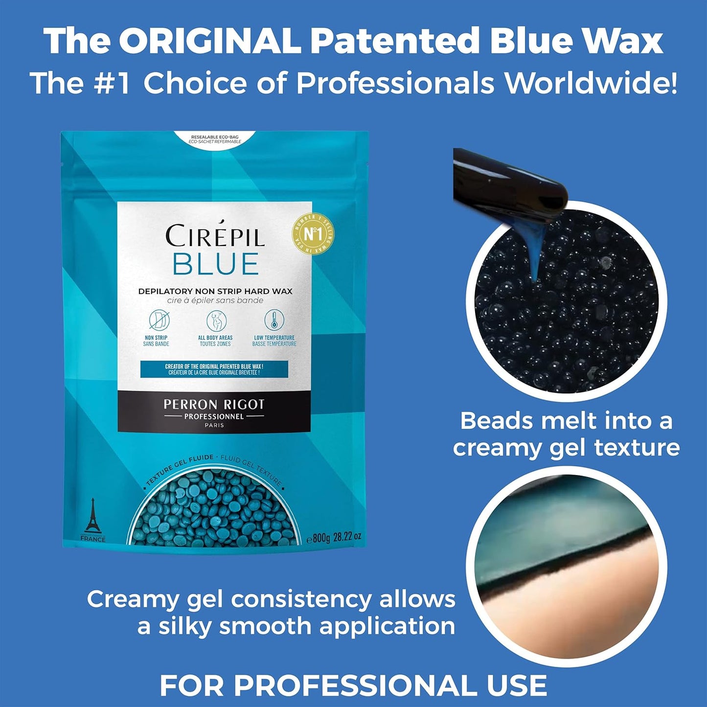 Cirepil Hard Wax Beads - Unscented Blue Wax for Face & Body | 800g - Ideal for Sensitive Skin & Brazilian Waxing
