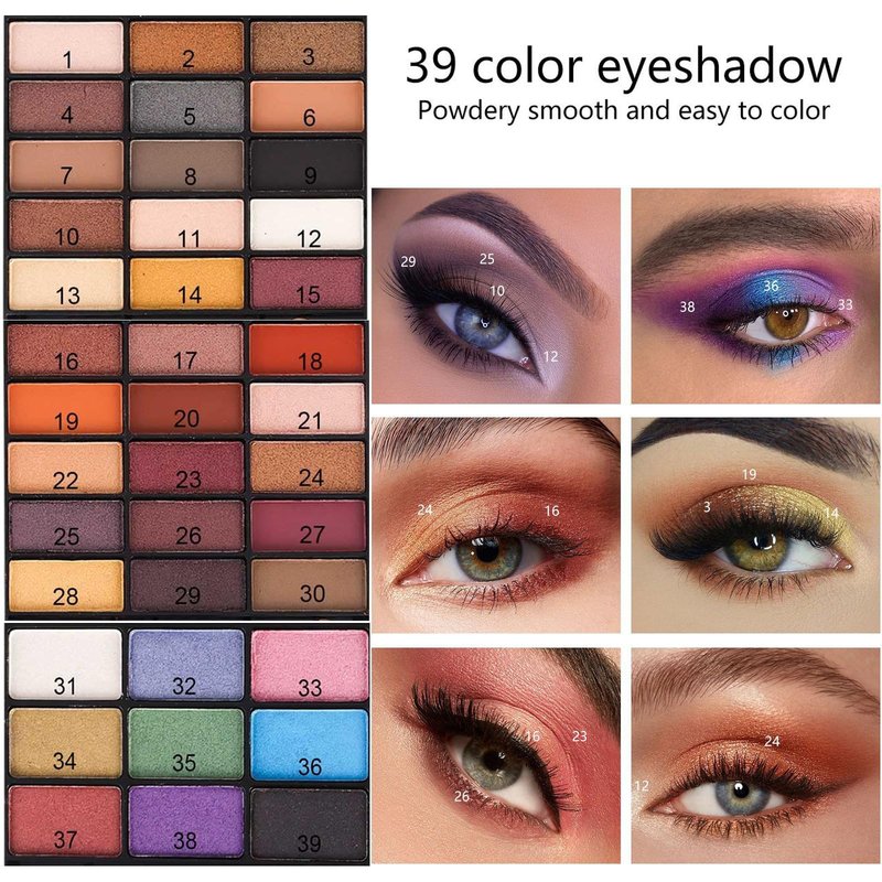 MISS ROSE 190 Colors Cosmetic Make up Piano Box Set,Combination with Eyeshadow /Facial Blusher /Eyebrow Powder /Eyeliner Pencil /Mirror,All-in-1 Makeup Gift Set (Color B)