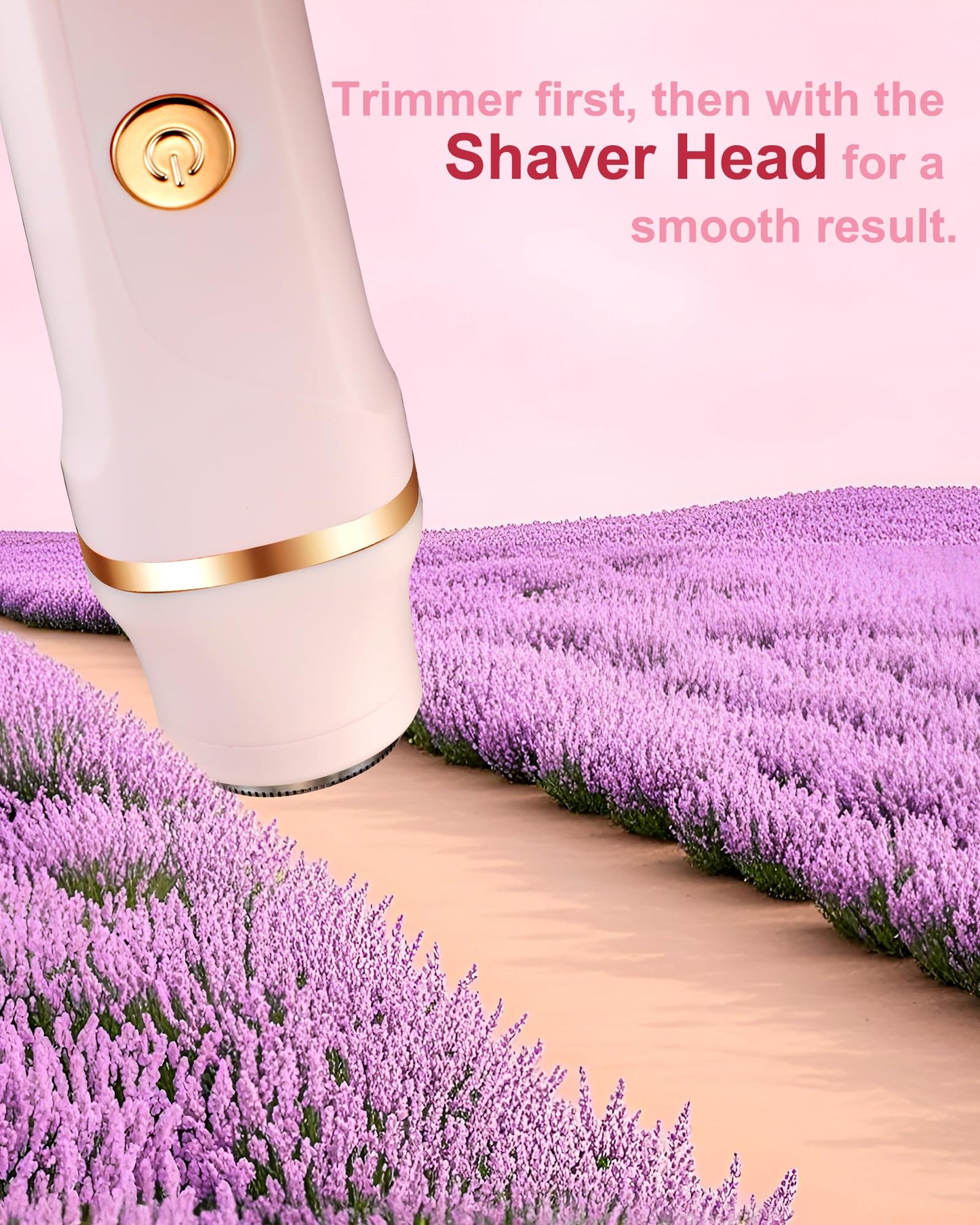 Bikini Trimmer for Women - 3-in-1 Painless Electric Razor Shaver,IPX7 Waterproof&Easy Cleaning for Pubic Hair,Face,Body with Ceramic Blades,USB Rechargeable,Wet&Dry Use(Peach)