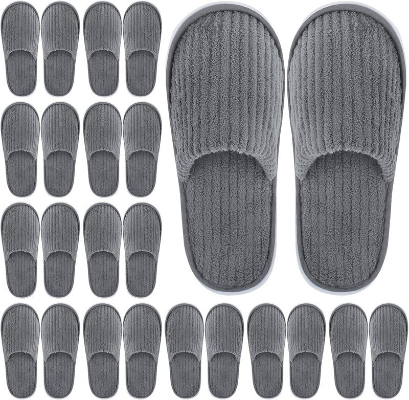 Elcoho Closed Toe Spa Slippers - 12 Pairs Reusable Coral Fleece for Home & Travel | Washable Indoor Footwear