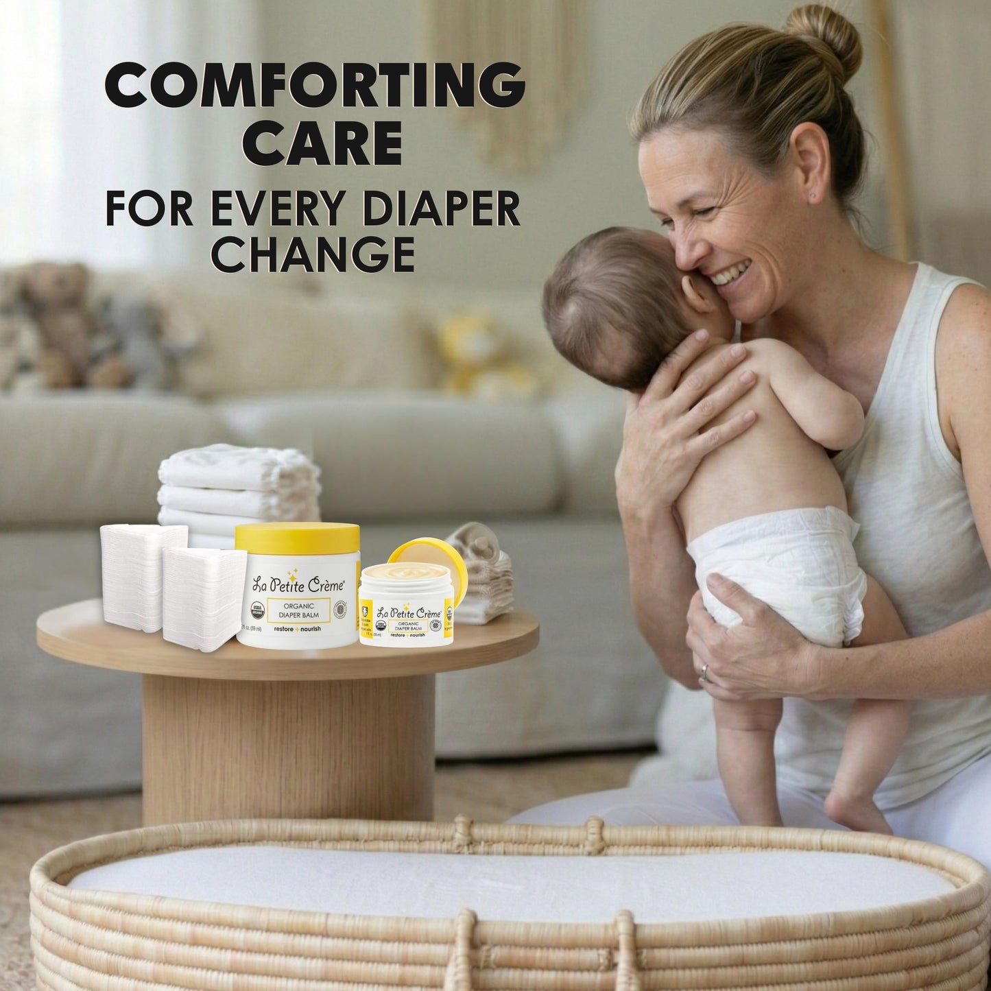 La Petite Creme French Organic Diaper Balm (1 oz) - Healing & Nourishing Diaper Cream - Gentle & Safe Liniment Baby Lotion - USDA Certified Organic - Baby Essentials for Newborn