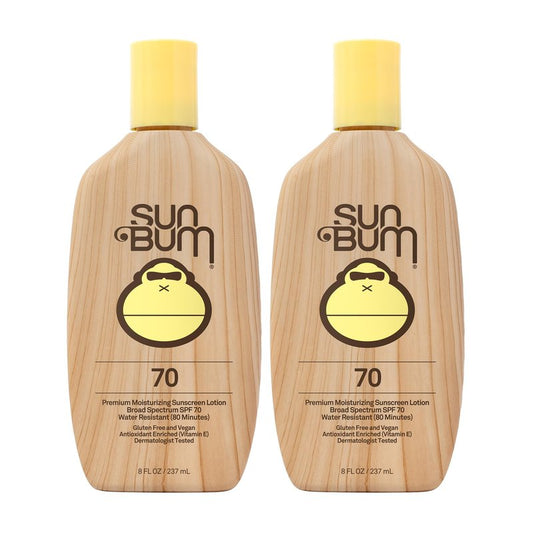 Sun Bum Original SPF 70 Sunscreen Lotion | Vegan and Hawaii 104 Act Compliant (Octinoxate & Oxybenzone Free) Broad Spectrum Moisturizing UVA/UVB Sunscreen with Vitamin E | 8 oz (Pack of 2)