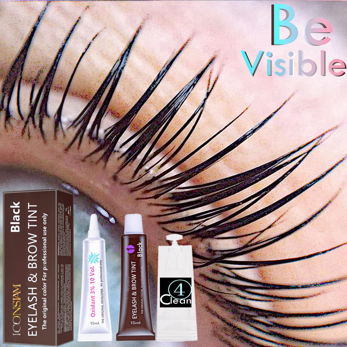 Black Lash T-i-n-t Kit, Keratin Black Eyelash D-y-e and Eyebrow T-i n t, 6 Week Voluminous Brow T-int, T-inting Look For Lash Perm/Lift/Lamination Treatment Dark Eyelash T-int Kit Only