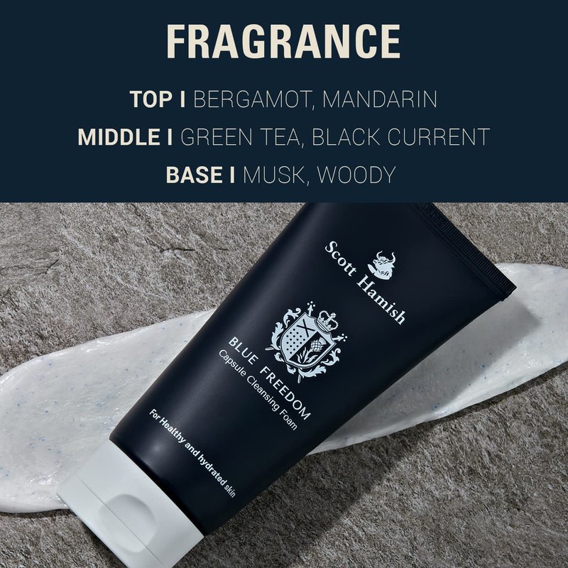 Scott Hamish Freedom Capsule Cleansing Foam - Exfoliating Face Scrub & Gentle Cleanser for Men | Moisturizing Cica Wash, 5.07 fl. oz.