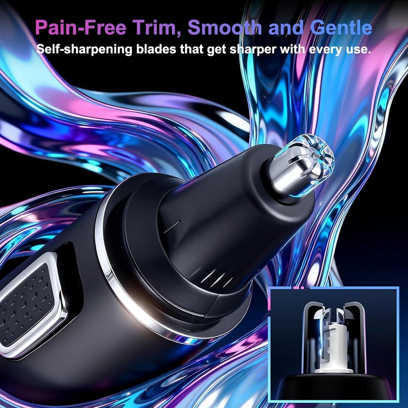 AREYZIN Nose Hair Trimmer for Men - Rechargeable 2-in-1 Ear & Nose Trimmer | IPX7 Waterproof, Painless Dual Edge Blades (Black)