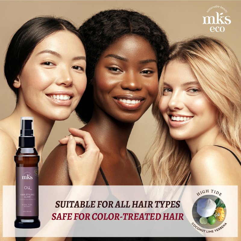 MKS eco Oil, High Tide - 2 fl oz - Hair Styling Elixir - Moroccan Argan Oil, Hemp Seed Oil - Moisturize & Nourish Hair, Control Frizz, Increase Smoothness - Vegan & Cruelty Free