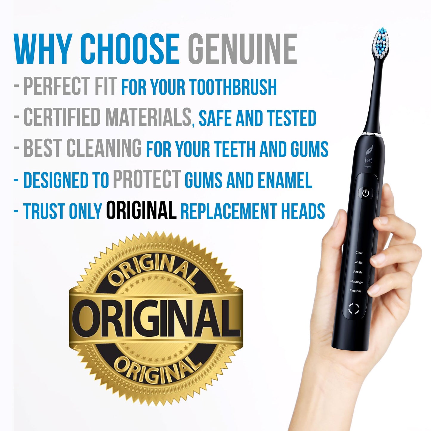 Acteh Toothbrush Replacement Heads Compatible with Acteh, JetWave UV, Sonic Edge, eBrush Models (8 Pack White)