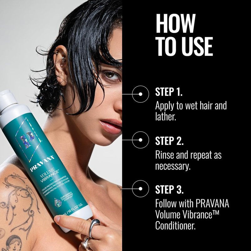Pravana Volume Vibrance Shampoo - Lightweight Volume & Fullness for Fine Color-Treated Hair | Strengthens & Reduces Breakage | Vegan